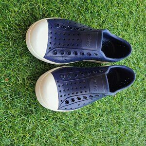 Native Shoes Jefferson Kids C10 Navy Blue White Toe Slip-On Water Friendly